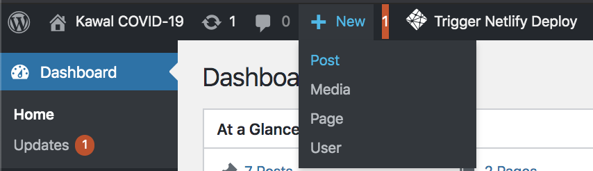WordPress add new post button